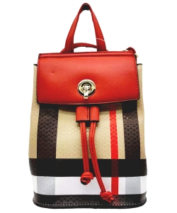 Plaid Check Convertible Backpack BT2708 RED